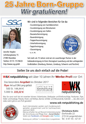 Anzeige von SSG Gebäudereinigung GmbH und W&K netpublishing